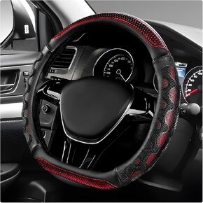 غطاء عجلة قيادة السيارة، واقي عجلة قيادة ثلاثي الأبعاد قابل للتنفس على شكل قرص العسل مضاد للانزلاق، غطاء واقي رياضي على شكل حرف D يناسب عجلات القيادة مقاس 14.5-15 بوصة، وإكسسوارات السيارة (أسود) in Kuwait