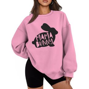 Easter Mama Bunny Sweatshirts for Women Oversized Graphic Pullovers Long Sleeve Crew Neck Tops Plus Size in Kuwait
