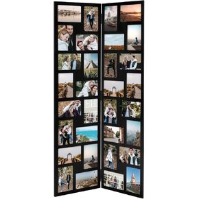 Adeco Black Wood Hinged Folding Screen-Style Collage Picture Photo Frame 32 Openings, 4x6 in Kuwait