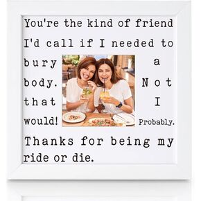 THYGIFTREE Funny Best Friend Gift for Women Ride or Die Friendship Keepsake Picture Frame BFF Birthday Christmas Presents for Her Partner in Crime Soul Sister Dark Humor in Kuwait