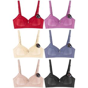 مجموعة حمالة صدر نسائية كلاسيكية مزينة بدون أسلاك ملونة ومبطنة، مجموعة مكونة من 6 قطع in Kuwait