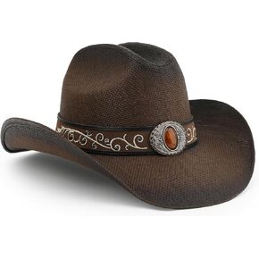 قبعة رعاة البقر للنساء والرجال، طراز رجل الماشية الغربي الكلاسيكي، قبعة راعية البقر لحفلات رعاة البقر من القش والشمس in Kuwait