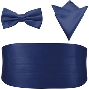 PenSee Mens Formal Solid Pre-tied Bow Tie & Pocket Square & Cummerbund Set Tuxedo Bow Ties for Men in Kuwait