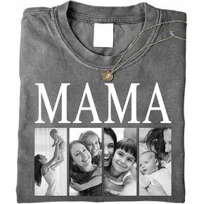 GODMERCH Custom Mama Grandma Photo T-Shirts Personalized Family Mother's Day Valentine Birthday Gifts for Women in Kuwait