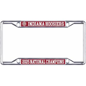 IU, Indiana 2025 National Championship car tag Holder, Domed Red Design on Silver Mirror License Plate Frame in Kuwait