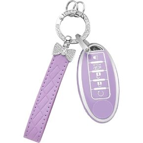 CARFIB for Nissan Key Fob Cover Purple Silver 5 Button Car Keys Case for Altima Rogue Sentra Maxima Versa Pathfinder Armada Murano with Keychain in Kuwait