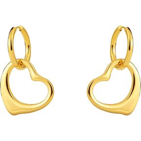 Heart Earrings for Women, Gold Heart Dangle Earrings Trendy 18K Gold Plated Drop Earrings, Sparkling Dainty Earring for Women in Kuwait