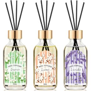 Reed Diffuser Set of 3 Pack, Linen Vanilla Citrus Scented Oil Diffuser with 15 Sticks, Reed Diffusers for Home, Bathroom Air Freshener, 1.7 Fl.oz Each, Total 5.1 Oz in Saudi Arabia