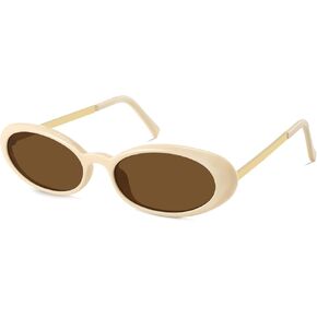 Retro Oval Sunglasses for Women,Trendy Vintage 90s Y2K Small Sunnies Narrow Shades UV Protection in Kuwait