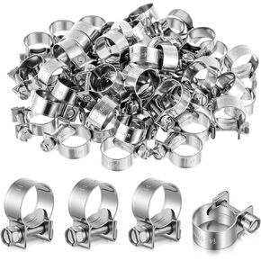 50 Pcs 3/8" 304 Stainless Steel Fuel Injection Hose Clamps, Adjustable 14-16mm (9/16"-5/8") Pipe Clips for Automotive Fuel System, Agriculture Machinery, Plumbing Water Pipe in Kuwait