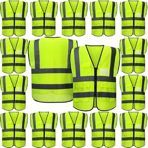 Newcotte 40 Pack High Visibility Safety Vests with Pockets and Zipper Mesh Reflective Vest for Men Women Neon Working Vest in Kuwait