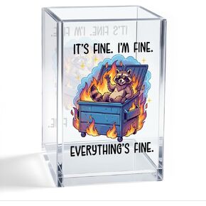 إنه جيد. أنا بخير. حامل قلم رصاص منظم من الأكريليك من كل شيء، منظم مكتب سلة المهملات الراكون، هدايا فكاهية للمفكرين القلقين، هدايا العودة إلى المدرسة لابنة أخت in Kuwait