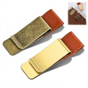 2PCS Notebook Pen Holder, Pen Holder for Notebooks, Journals, Planners, Brown Copper PU Leather Pens Clip Holders, Fits Most Pens Sizes in Kuwait