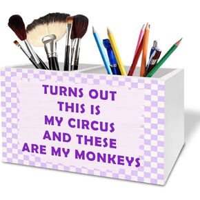Deep Green Funny Pen Holder for Desk, Turns Out These Are My Monkeys And This Is My Circus Wooden Box Sign Desk Decor for Home Office Decoration, Humorous Pencil Organizer in Kuwait