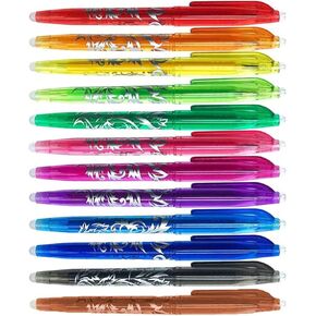 12 قلم حبر جاف قابل للمسح بألوان متنوعة، رأس رفيع 0.5 مم، أقلام حبر قابلة للمسح ناعمة وقابلة لإعادة الملء للفصل الدراسي والمكتب والكتابة اليومية in Kuwait