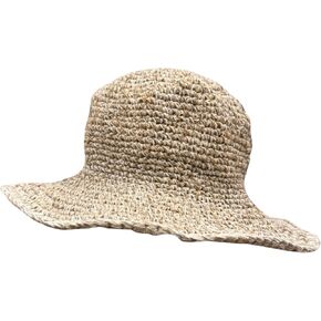 قبعة شمس من الكروشيه من Boho Hemp ذات حافة سلكية - قبعة شاطئ صيفية مصنوعة يدويًا وصديقة للبيئة بحافة واسعة - قبعة مهرجان خفيفة الوزن وقابلة للتعبئة ومسامية للنساء طبيعية in Kuwait