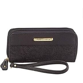 ستون ماونتن منقوش مجنون بيزلي SLG أسود 8AF431-5 محفظة دفتر شيكات جلدية in Kuwait