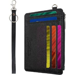 محفظة حامل بطاقة الائتمان RFID محفظة جلدية صغيرة للنساء محفظة صغيرة نحيفة بجيب أمامي للنساء (أزرق داكن) in Kuwait