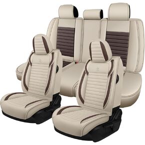 أغطية مقاعد مناسبة لأغطية مقاعد السيارة من الجلد الفاخر Saturn Ion 2003-2007، مقاومة للماء وغير قابلة للانزلاق ومتوافقة مع الوسادة الهوائية، واقي مقعد السيارة الأنيق (قهوة سوداء، 5 مقاعد) in Kuwait