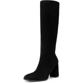 DREAM PAIRS Knee High Boots for Women Square Toe Gogo Chunky Heel with Side Zip in Saudi Arabia