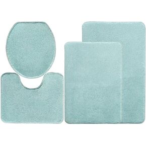 Bathroom Rug Sets, 4 Pieces Soft Area Rugs Set, Toilet Base Mat Carpet, Absorbent Washable Mats Dry Quickly, Home Décor and Bath Room Accessories, Purple in Kuwait