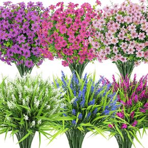 24 حزمة من الزهور الاصطناعية للأماكن الخارجية، مقاومة للأشعة فوق البنفسجية، زهور اللافندر المزيفة الملونة، نباتات بلاستيكية صناعية لربيع وصيف، حديقة، نافذة أمامية، شرفة، ساحة مزرعة، ديكور منزلي خارجي in Kuwait