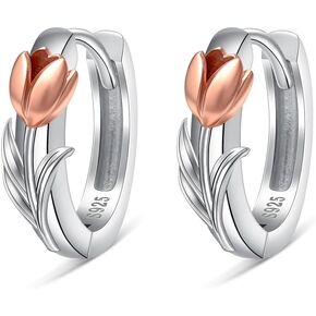 Tulip Earrings for Women Sterling Silver Tulip Flower Hoop Earrings Floral Jewelry Gifts for Her in Saudi Arabia