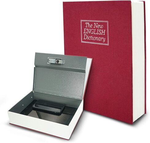 Luwint X-Large Diversion Book Safe Box with Combination Lock, 10.5’’ x 7.8’’ x 2.6’’ Fake Dictionary Metal Hide Stash Container for Storing Money, Jewelry, Gun and Passport (Black) in Saudi Arabia
