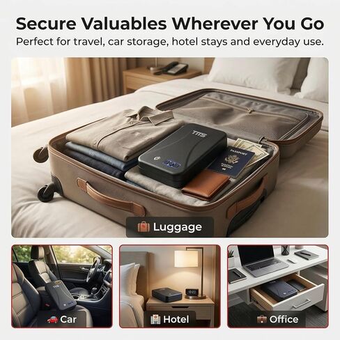 TMS مسدس محمول آمن مع لوحة مفاتيح بإضاءة خلفية، رمز مرور مكون من 3-8 أرقام ومفاتيح احتياطية، مسدس سفر آمن مع كابل أمان، صندوق قفل مسدس مدمج للسيارة، المنضدة، الفندق in Kuwait