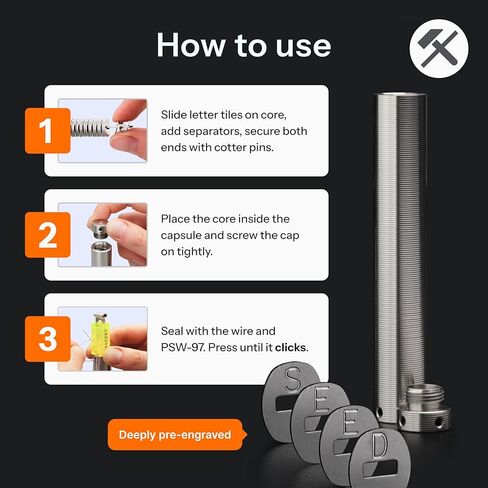 Cryptosteel® Metal Backup - Seed®24 SOLO Security NEXT GEN | Secure 24-Word Seed Phrase & Private Keys | Stainless Steel, Tamper-Evident, Compatible with Ledger, Trezor, Coldcard (1) in Saudi Arabia