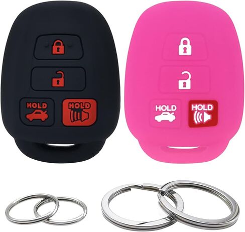 GFDesign 2Pcs Silicone 4 Buttons Key Fob Cover Remote Case Keyless Protector Compatible with Toyota Corolla Avalon Camry Highlander RAV4 Venza Yaris Scion FR-S tC HYQ12BDM HYQ12BEL HYQ12BDP (Black) in Saudi Arabia