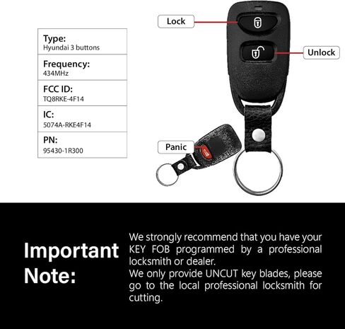 2 Keylessbest بديل لـ 2014 2015 2016 2017 Hyundai Accent Key Fob التحكم عن بعد TQ8RKE-4F14 3 أزرار 434 ميجا هرتز in Saudi Arabia