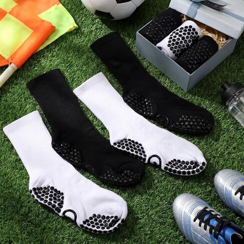 8 Pairs Grip Socks Soccer for Men Non Slip Grippy Sock White Black Grip Sock for Adult Football Basketball Sports in Saudi Arabia