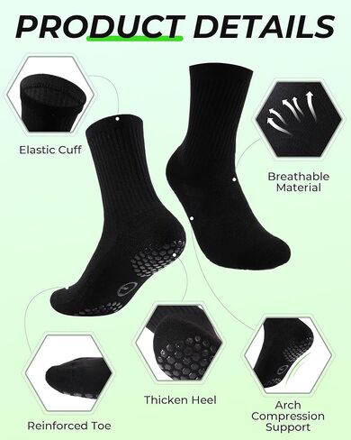 8 Pairs Grip Socks Soccer for Men Non Slip Grippy Sock White Black Grip Sock for Adult Football Basketball Sports in Saudi Arabia