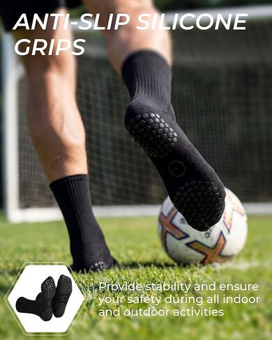 8 Pairs Grip Socks Soccer for Men Non Slip Grippy Sock White Black Grip Sock for Adult Football Basketball Sports in Saudi Arabia
