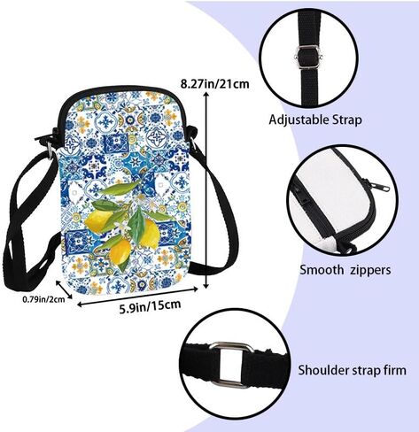 ZJXHPO Portuguese Cross Body Bag Tuscan Themed Messenger Bag Italy Majolica Print Shoulder Bag Italian La dolce Vita Gift in Saudi Arabia
