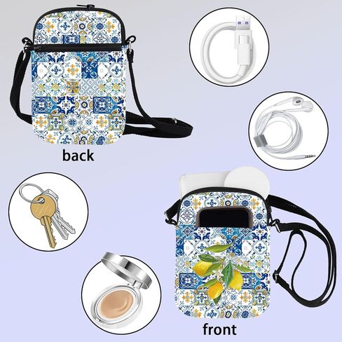 ZJXHPO Portuguese Cross Body Bag Tuscan Themed Messenger Bag Italy Majolica Print Shoulder Bag Italian La dolce Vita Gift in Saudi Arabia