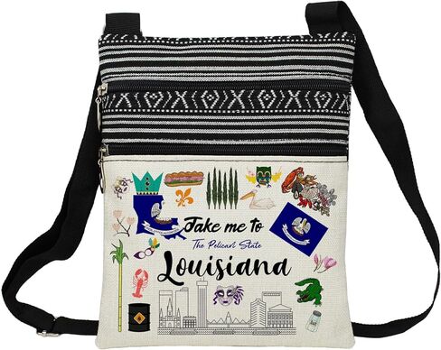 Take Me To Louisiana Messenger Bag Small Ethnic Pattern Adjustable Strap Crossbody Zipper Pouch Travel Louisiana Phone Organizer Wallet Cute Shoulder Handbag for Women Friends in Kuwait