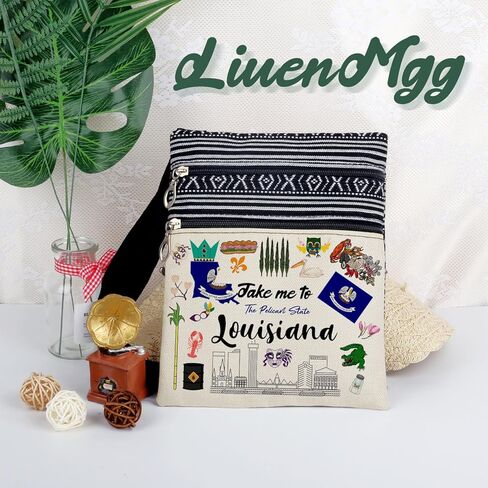 Take Me To Louisiana Messenger Bag Small Ethnic Pattern Adjustable Strap Crossbody Zipper Pouch Travel Louisiana Phone Organizer Wallet Cute Shoulder Handbag for Women Friends in Kuwait