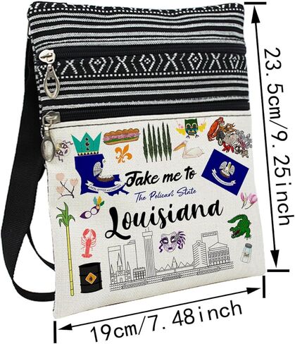 Take Me To Louisiana Messenger Bag Small Ethnic Pattern Adjustable Strap Crossbody Zipper Pouch Travel Louisiana Phone Organizer Wallet Cute Shoulder Handbag for Women Friends in Kuwait