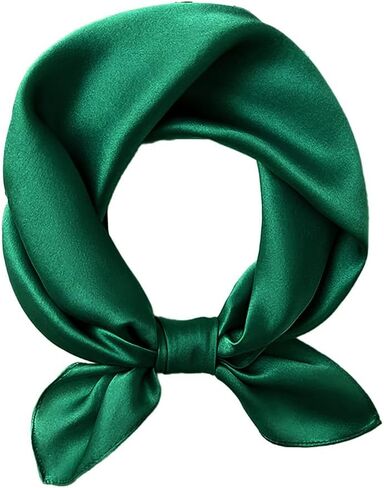 MEISEE Solid Color Mulberry Silk Scarf 20" Square Scarf Neck Scarf Hair Head Breathable Lightweight for Women Gift Packed (forest green, 21) in Kuwait