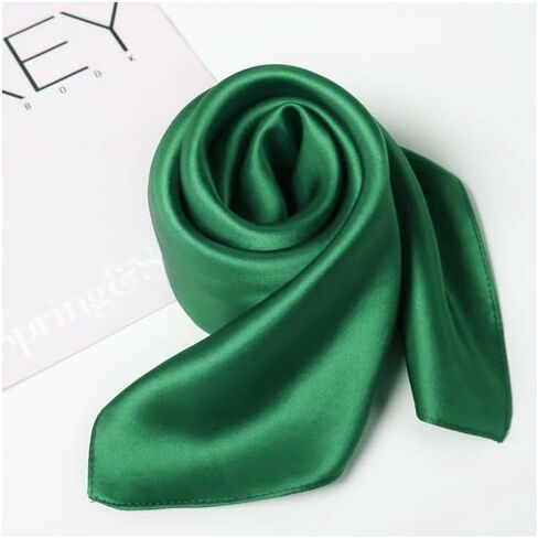 MEISEE Solid Color Mulberry Silk Scarf 20" Square Scarf Neck Scarf Hair Head Breathable Lightweight for Women Gift Packed (forest green, 21) in Kuwait