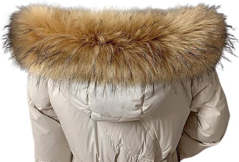 Queenbox 23.62 بوصة غطاء رأس من الفرو الصناعي قابل للفصل وياقة بديلة وشاح ملفوف للرقبة للجنسين معطف شتوي سترة سترة، كاكي in Kuwait