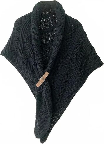 Fuxiqar Drape Shawl Wrap with Buckle Closure, Winter Knit Wrap for Everyday Wear, Dining, Travel & Casual Outfits in Saudi Arabia