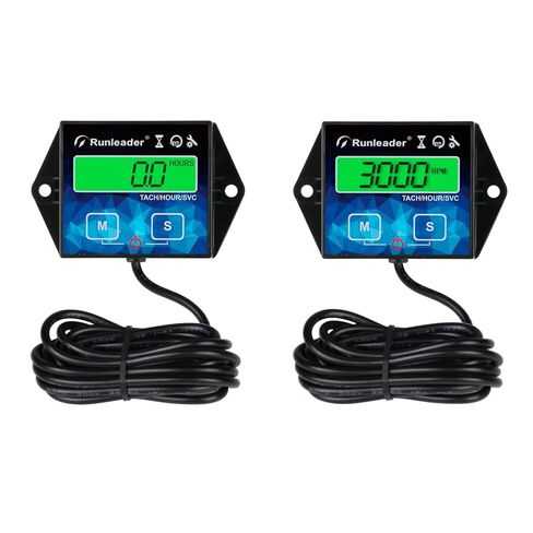 2 Pieces Runleader Backlight Hour/Tach Meter, Maintenance Reminder, Battery Replaceable, User Shutdown for Lawn Mower Tractor Generator Marine Outboard ATV Motor Snowmobile and Gas Powered Equipment in Saudi Arabia