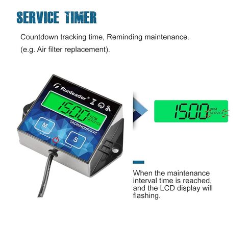 2 Pieces Runleader Backlight Hour/Tach Meter, Maintenance Reminder, Battery Replaceable, User Shutdown for Lawn Mower Tractor Generator Marine Outboard ATV Motor Snowmobile and Gas Powered Equipment in Saudi Arabia