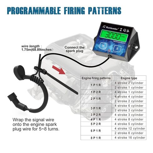 2 Pieces Runleader Backlight Hour/Tach Meter, Maintenance Reminder, Battery Replaceable, User Shutdown for Lawn Mower Tractor Generator Marine Outboard ATV Motor Snowmobile and Gas Powered Equipment in Saudi Arabia