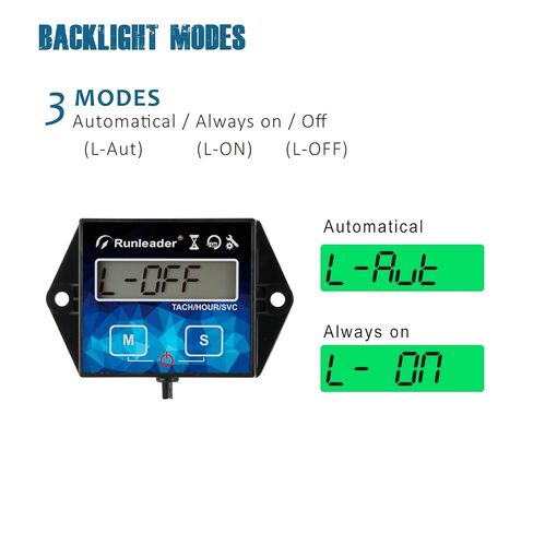 2 Pieces Runleader Backlight Hour/Tach Meter, Maintenance Reminder, Battery Replaceable, User Shutdown for Lawn Mower Tractor Generator Marine Outboard ATV Motor Snowmobile and Gas Powered Equipment in Saudi Arabia