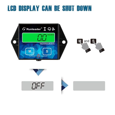 2 Pieces Runleader Backlight Hour/Tach Meter, Maintenance Reminder, Battery Replaceable, User Shutdown for Lawn Mower Tractor Generator Marine Outboard ATV Motor Snowmobile and Gas Powered Equipment in Saudi Arabia