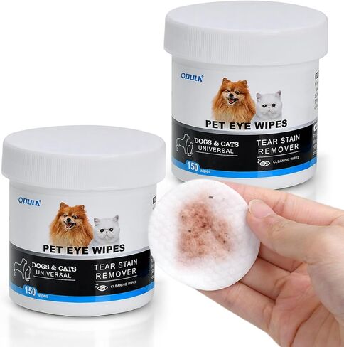 OPULA Dog Eye Wipes Biodegradable 300 Count, Cat Dog Eye Cleaner, Pet Tear Stain Remover Wipes, Dog Eye Cleaning Wipes, Eye Cleaner Pads, Unscented Gentle Pet Tear Wipe in Kuwait